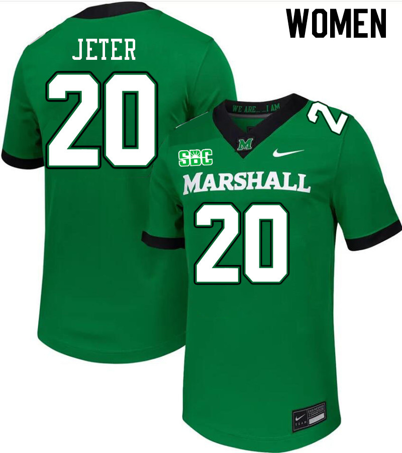 Women #20 TaShawn Jeter Marshall Thundering Herd SBC Conference College Football Jerseys Stitched-Gr